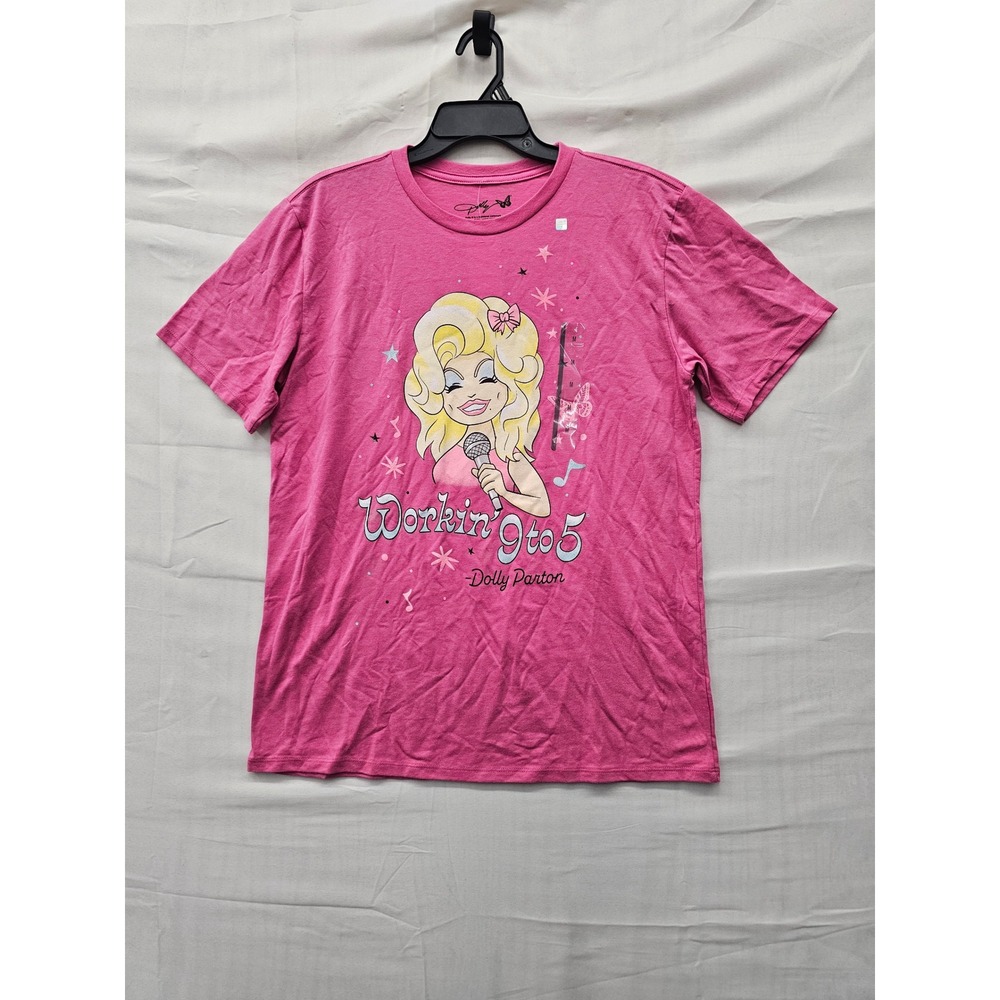 Dolly Parton Womens Workin 9 to 5 Graphic T-Shirt Pink Cotton Size Medium